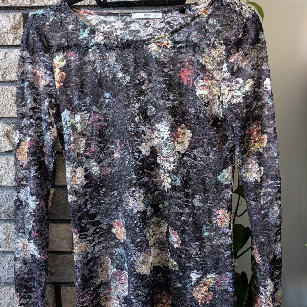 Sheer lace floral top